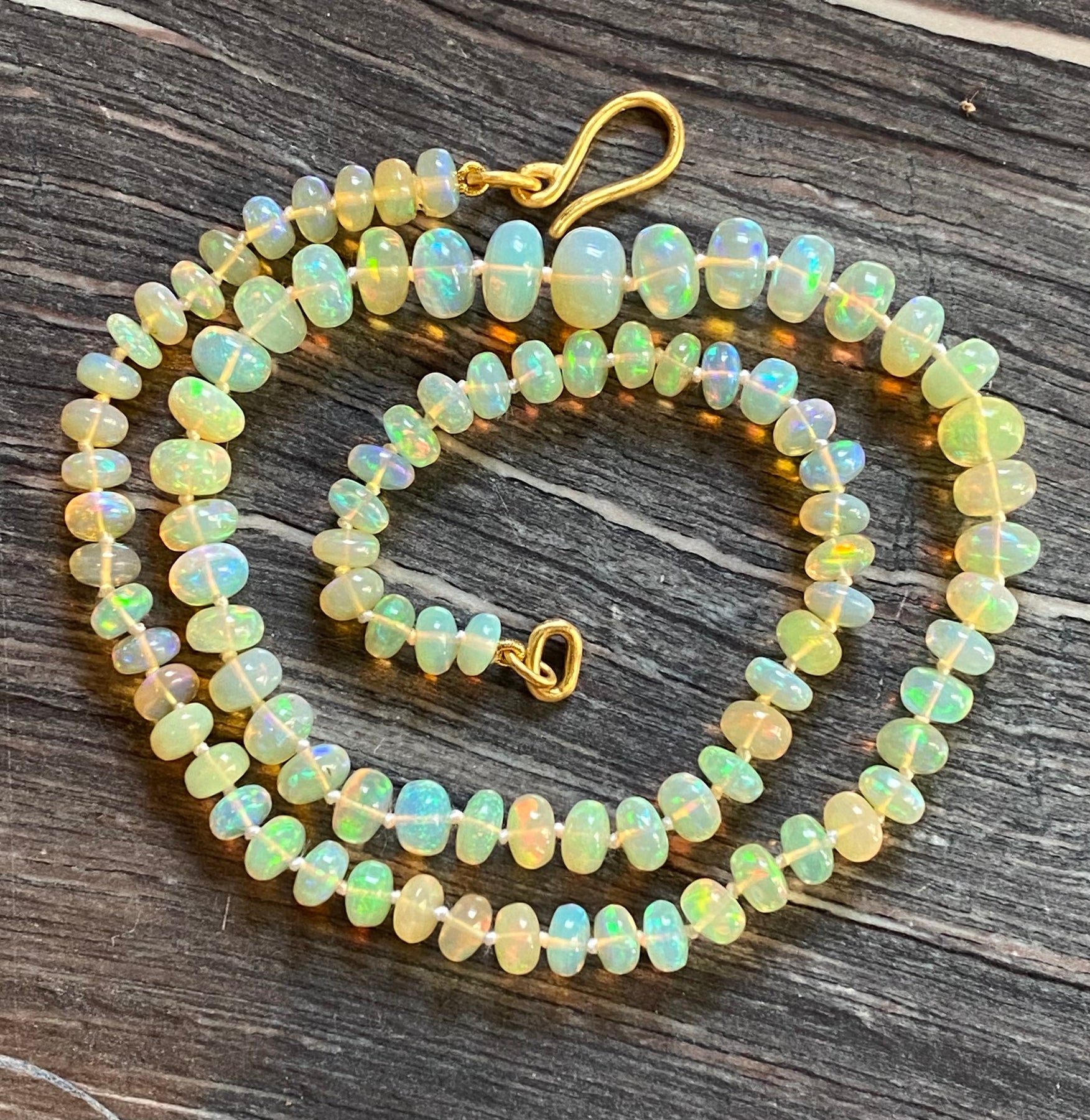 Designer Gold And Green Beads Long Necklace – Zivar Creations